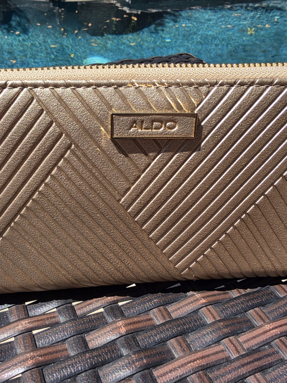 ALDO Metallic Gold Quilted Wristlet